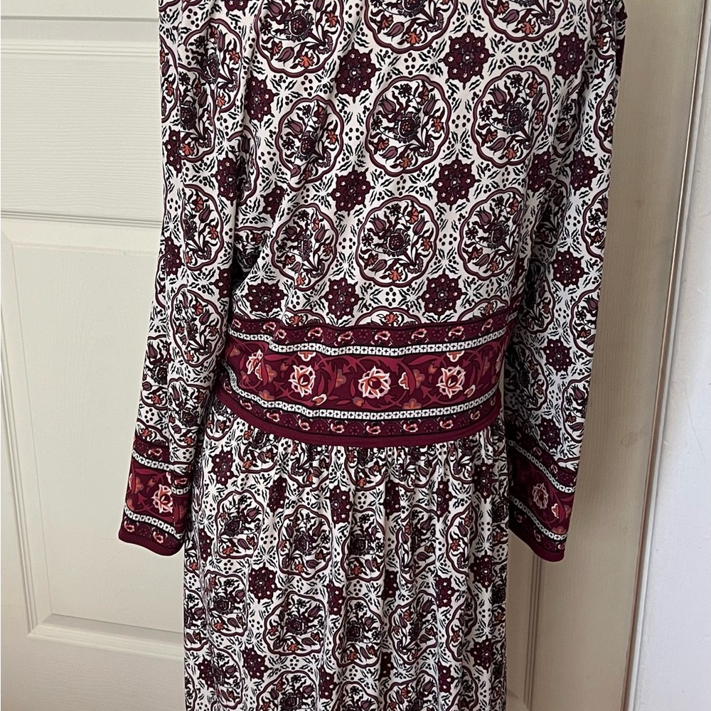 Red Bishop Sleeve Crew Neck Sweater Dress